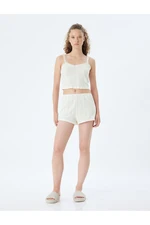 Koton Strap Crop Pajama Top Ruffle Cotton