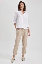 DEFACTO High Waist Linen Look Trousers with Jogger Pockets