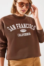 Bianco Lucci Women's Triple Thread Raised San Francisco Printed Sweatshirt MBHS006