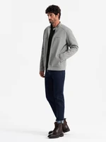 Ombre Men's biker jacket with pockets and collar - grey