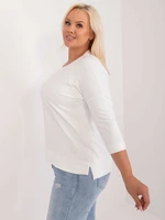 Ecru plain cotton blouse plus size