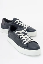 LuviShoes AYVERIE Navy Blue Genuine Leather Women's Sneakers