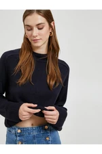 Koton Crop Sweter z dzianiny Wysoki kołnierz Długi rękaw Kaszmir Teksturowany