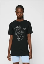 Women's black T-shirt One Line Rose