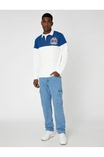 Koton Polo Neck Sweatshirt College Printed Button