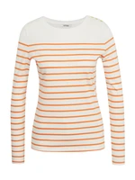 Orsay Orange and White Women Striped T-Shirt - Women