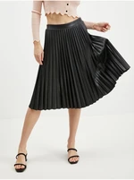 Orsay Black Leatherette Pleated Skirt - Women