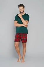 Men's pyjamas Narwik, short sleeves, short legs - green/print