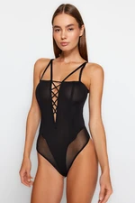 Trendyol Black Polyamid Uncovered Underwire detailné telo gombíkov