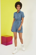 Trendyol Indigo Ruffled Button Jumpsuit