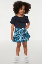 Trendyol Blue Printed Girls' Knitted Dress