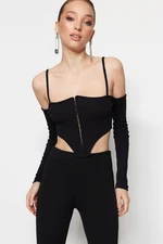 Trendyol Black Crop Knitted Blouse