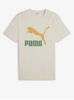 Krémové pánské tričko Puma Classics Logo Tee - Pánské