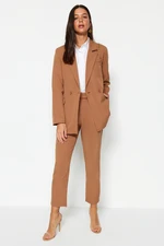 Trendyol Camel Blazer Sako-Nohavice Tkaný Spodok-Vrchný Oblek