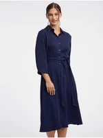 Navy blue women's midi shirt dress ORSAY