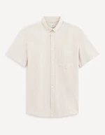 Beige men's regular shirt Celio Daxfordmc