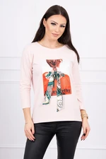 Blouse with 3D graphics Striking powder pink