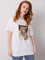 White T-shirt with animal print