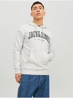 Light grey men's brindle hoodie by Jack & Jones Josh