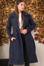 Z6765 DEWBERRY WOMEN'S COAT-PLAIN NAVY BLUE