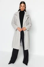 Trendyol Gray Oversize Wide Cut Long Bouquette Coat