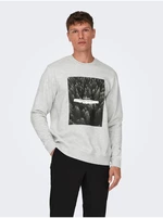 Light grey mens brindle sweatshirt ONLY & SONS Oren - Men