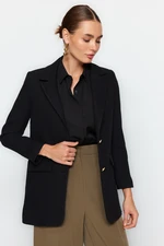 Trendyol Black Tweed Regular Woven Lined Metal Button Blazer Jacket