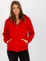 RUE PARIS red basic zippered hoodie