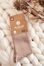 Women's Socks with Shiny Thread Beige