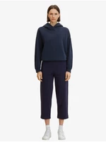 Dark blue women's shortened wide trousers Tom Tailor - Women