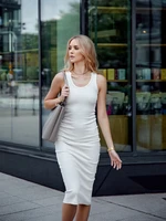 Light beige midi dress with fitted shoulder straps