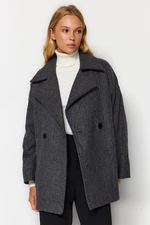 Trendyol Anthracite Oversize Wide Cut Stamped Coat