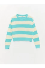 LC Waikiki Girls Kids Crew Neck Striped Long Sleeve Crop Knitwear Sweater