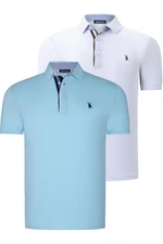 DUAL SET T8582 DEWBERRY MENS T-SHIRT-WHITE-CYAN