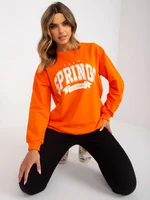 Orange-white hoodie with print