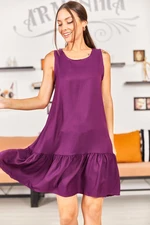 armonika Women's Plum Sleeveless Skirt Ruffled Dress