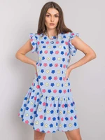 Lady's blue floral dress with frill