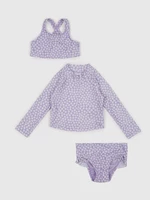Set of girly floral two-piece swimsuit and T-shirt in purple GAP