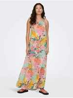 Green-pink women's floral maxi dress JDY Daisy