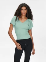 Light green women's ribbed T-shirt ONLY Leelo - Women