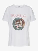 White T-shirt with print Noisy May Command - Women