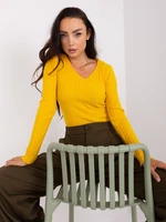 Navy yellow fitted classic women's sweater