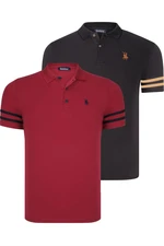 DOUBLE SET T8585 DEWBERRY MEN'S T-SHIRT-BLACK CAMEL-BURGUNDY