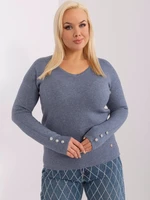 Teal plus size sweater with a neckline