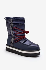 Women's snow boots with laces, dark blue Lilara