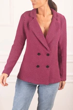 armonika Women's Fuchsia Striped Patterned Four Button Cachet Jacket