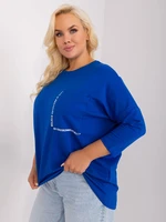 Cobalt blue plus size blouse with round neckline