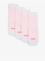 Set of two pairs of women's socks in light pink Puma Cat Logo