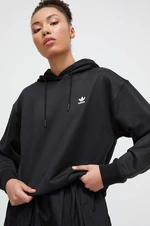 Mikina adidas Originals dámska, čierna farba, s kapucňou, jednofarebná, IU2421