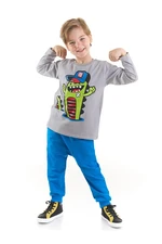 Denokids Nonstop Fun Boys' Gray T-shirt with Blue Pants Suit